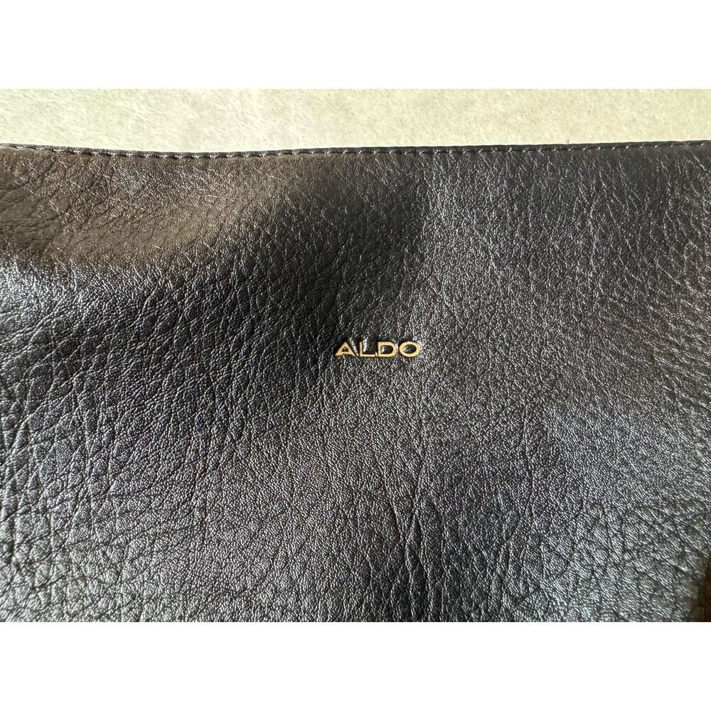 Aldo Leather Carrying Case Black Gold Zipper